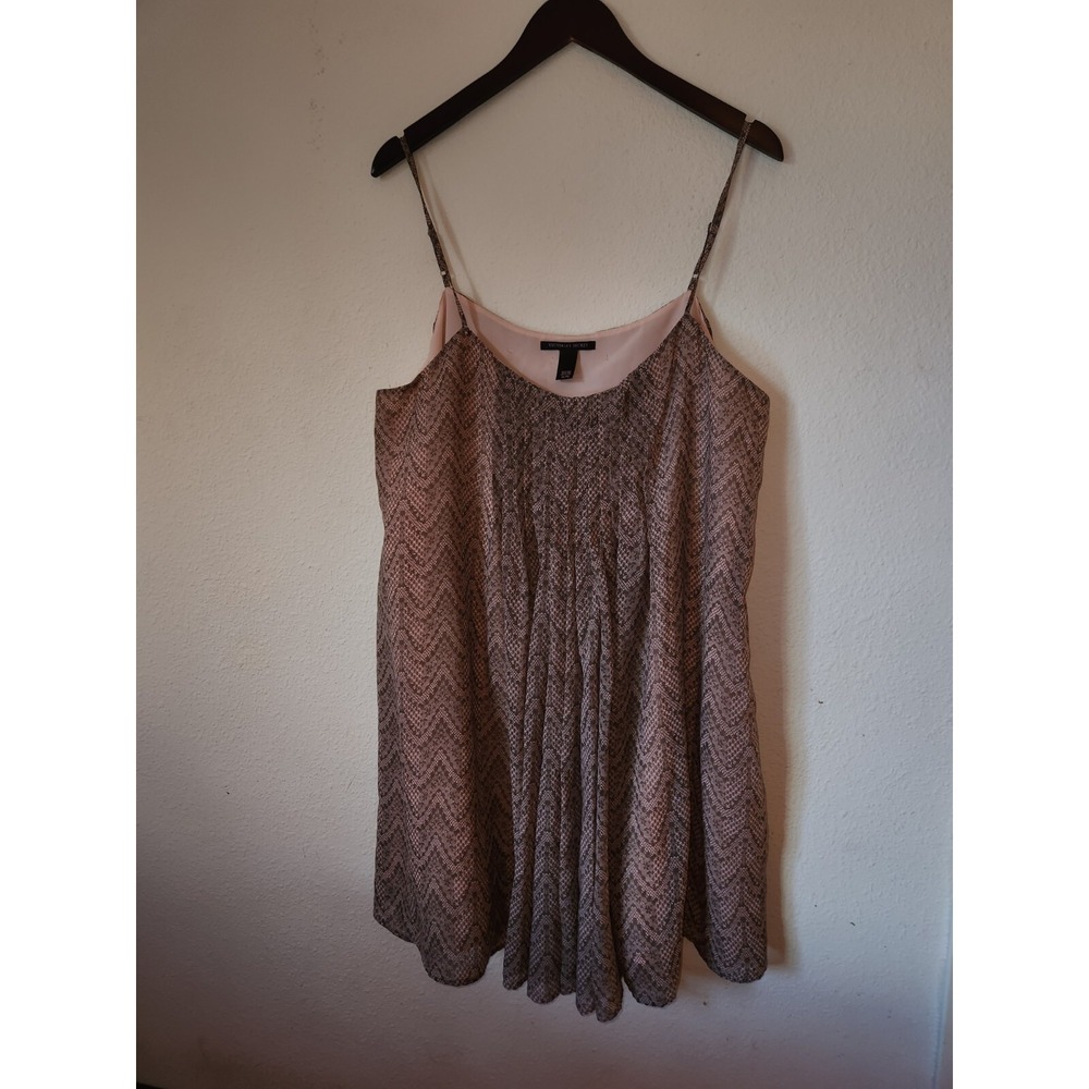 Victoria Secret Pleated Shift Mini Dress XL Peach And Tan